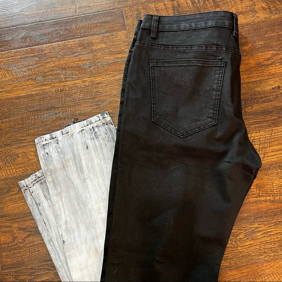 Moto Jeans Distressed Black with White Paint & Front Hem Zipper Skinny - Picture 4 of 7